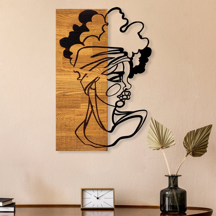 Wallity African Woman 3 - Escultura de pared en Negro y Nogal claro Wallity African Woman 3 - Escultura de pared en Negro y Nogal claro